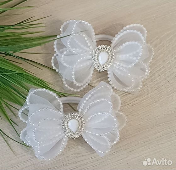 Заколка Бант 1 сентября белые