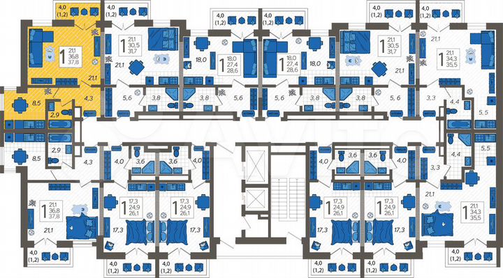 1-к. квартира, 37,8 м², 6/12 эт.