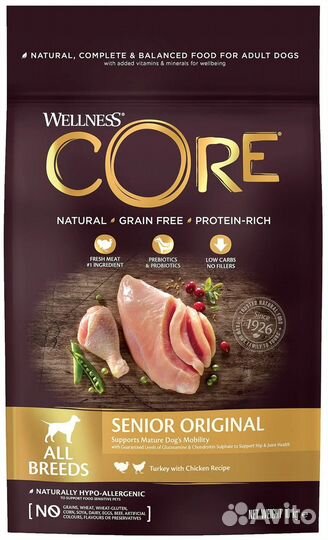 Сухой корм для пожилых собак Wellness core 10 кг