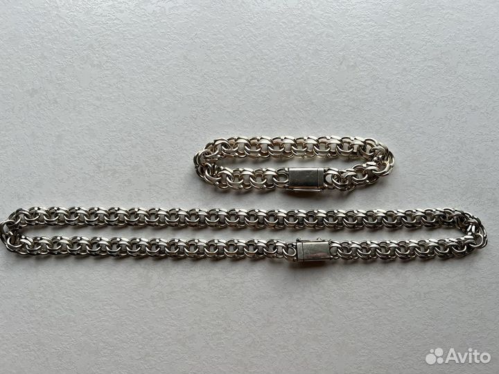 Серебряная цепь и браслет