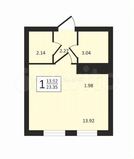 Квартира-студия, 23,6 м², 13/25 эт.