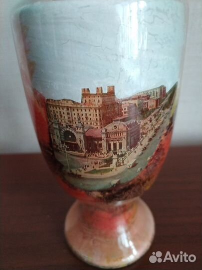 Ваза-кубок, стекло алюминий, СССР