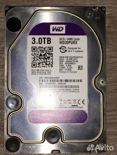 Жесткий Диск WD 3Tb Тб HDD WD30purx