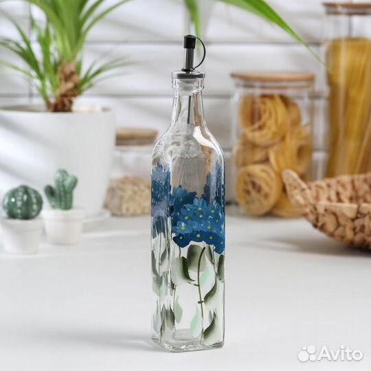 Бутыль стеклянная для соусов и масла «Васильки», 5