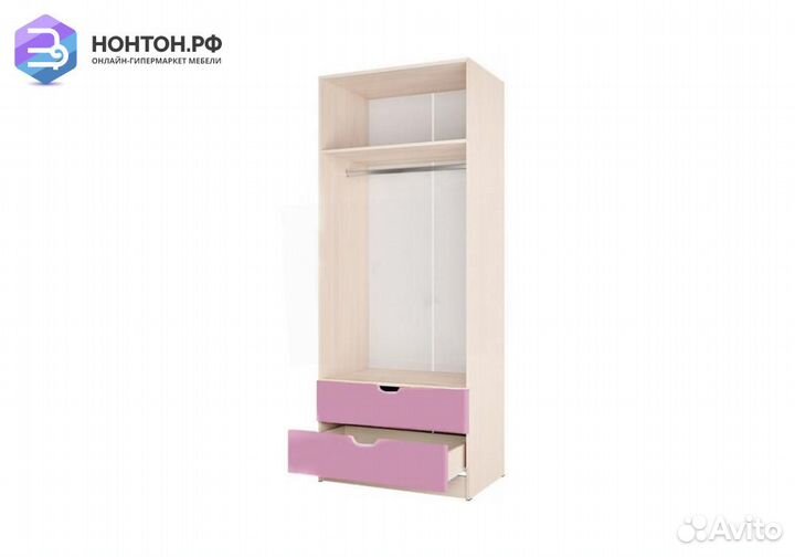 Шкаф Юниор-3 Мульт розовый металлик / дуб беленый