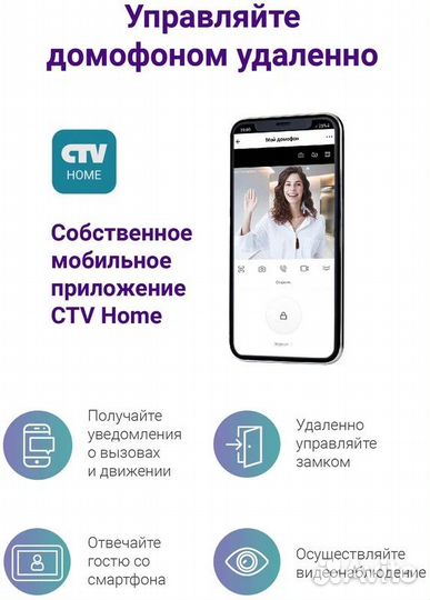 CTV Монитор видеодомофона с Wi-Fi (черный)