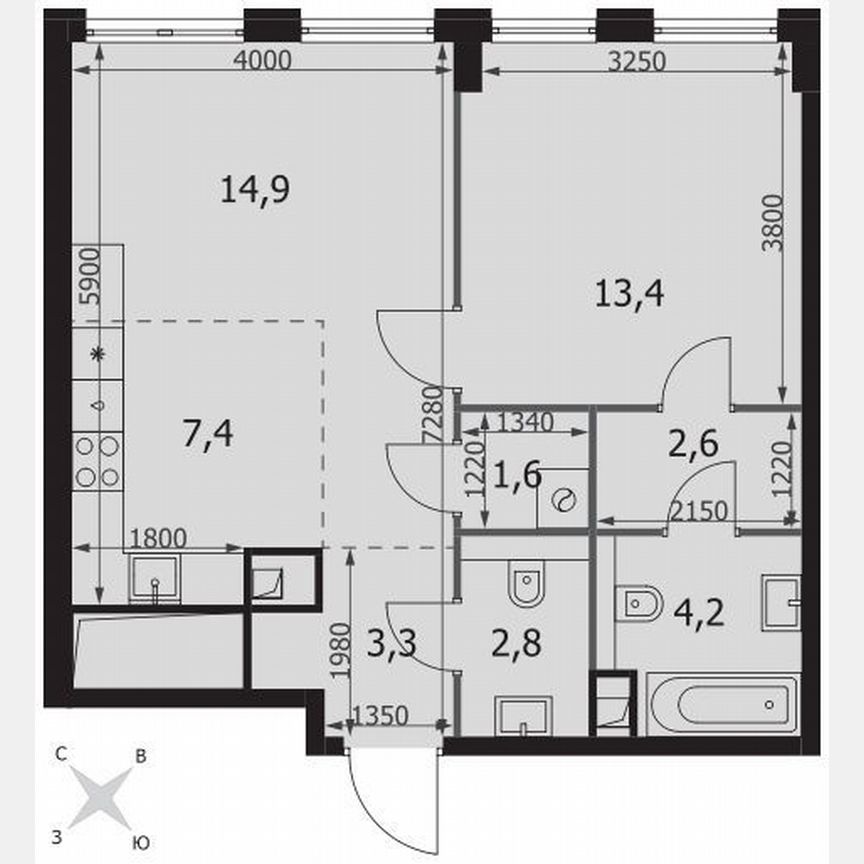 1-к. квартира, 50,2 м², 14/26 эт.
