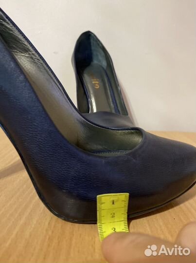 Туфли синие, натуральная кожа, размер 37