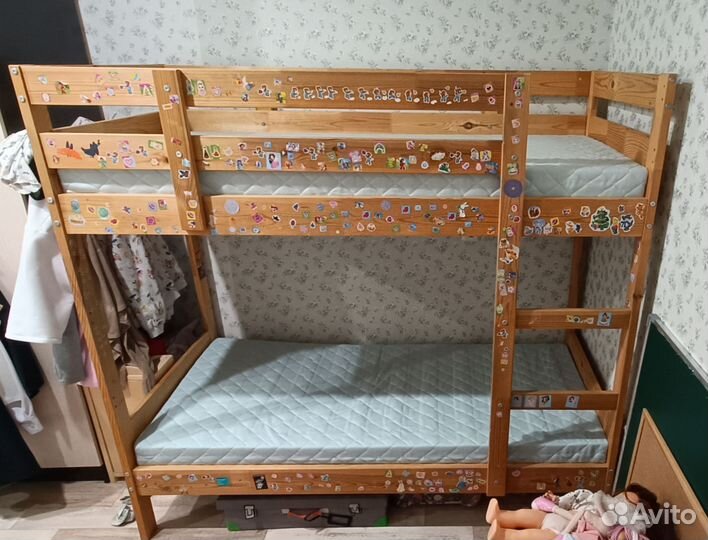 2х ярусная кровать IKEA с матрасами IKEA