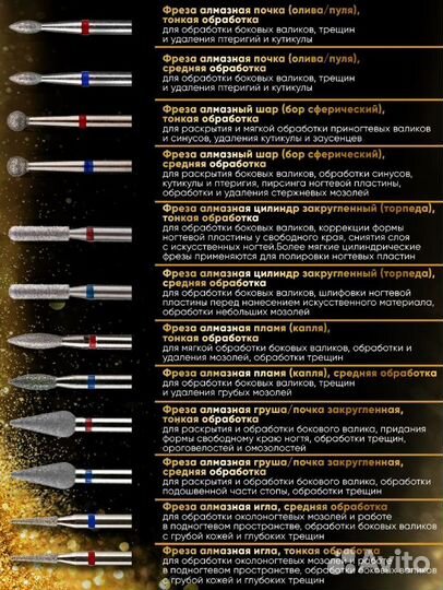 Набор фрез для маникюра и педикюра 19 шт