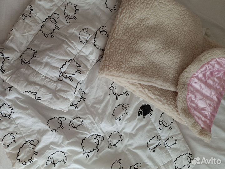 Конверт меховой в коляску + одеялко