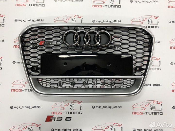 Решетка на Audi A6 в стиле RS6 кузов С7 дизайн 3