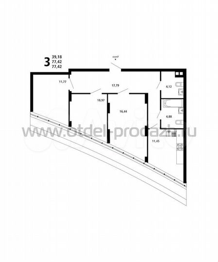 3-к. квартира, 79,7 м², 9/20 эт.