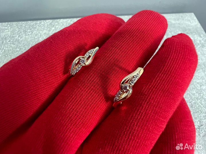 Золотые серьги с фианитами