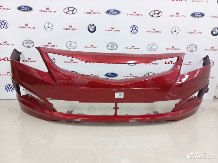 Бампер передний Hyundai Solaris 2014-2017 Красный