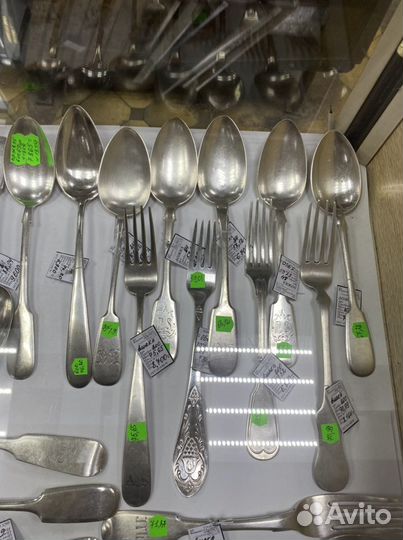 Ложки столовые, вилки серебро 84, 800,925 пробы