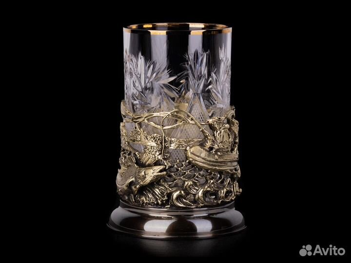 Подстаканник Рыбалка подарочный с ложкой