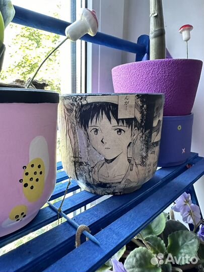 Кашпо стакан Евангелион Evangelion ручная работа