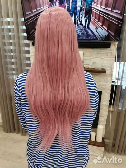 Парик розовый длинный косплей