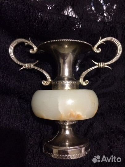 Подсвечник металлический с ониксом Винтаж: