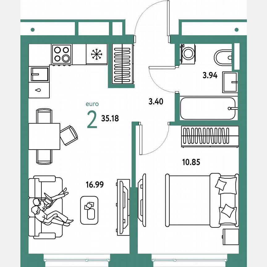 1-к. квартира, 35,2 м², 10/23 эт.