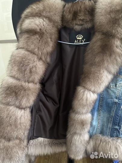Куртка джинсовая утепленная с песцом