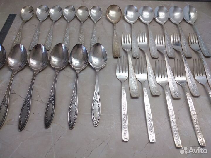Мельхиоровые ложки, вилки мнц. Времён СССР. сост
