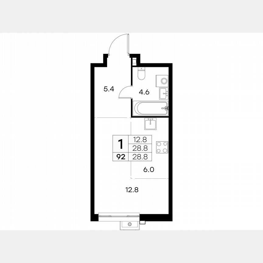 Квартира-студия, 28,8 м², 13/23 эт.