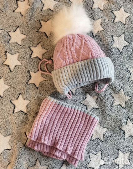 Комплект шапка, шарф зима 1,5-3 года