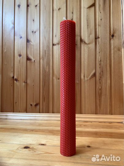 Свеча медовая Эксклюзив 40см в красном цвете