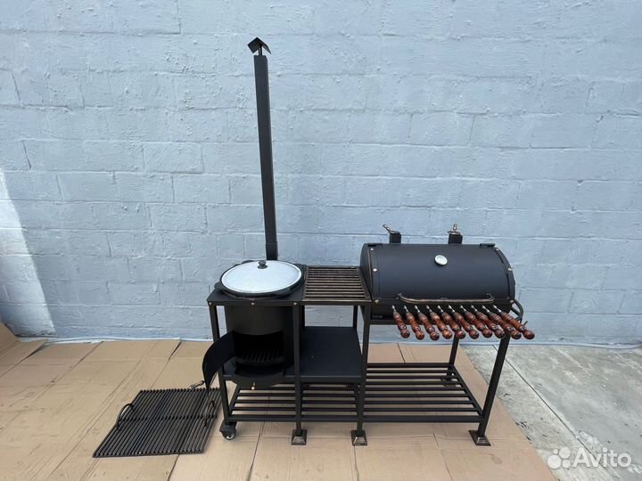 Мангал гриль барбекю с печью под казан