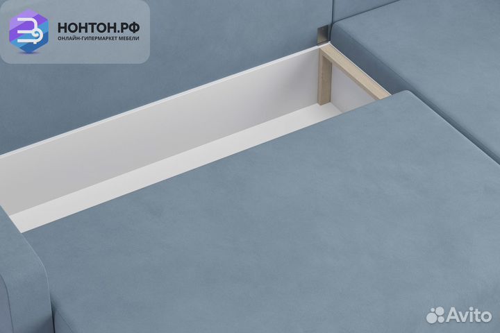 Диван угловой еврокнижка Мидгард голубой