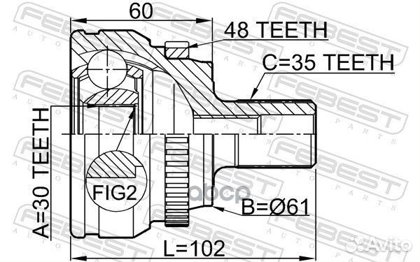 ШРУС 1610-210A48 1610-210A48 Febest