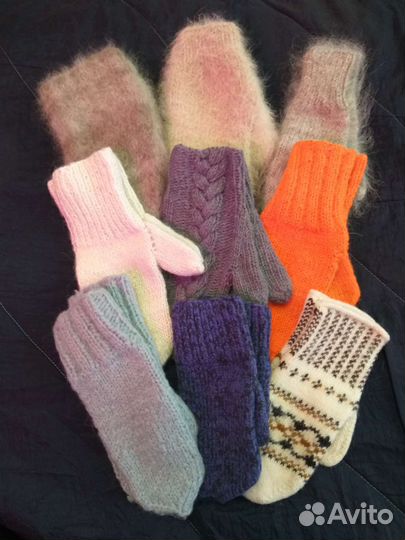 Варежки детские норка, краги,пух ручная вязка