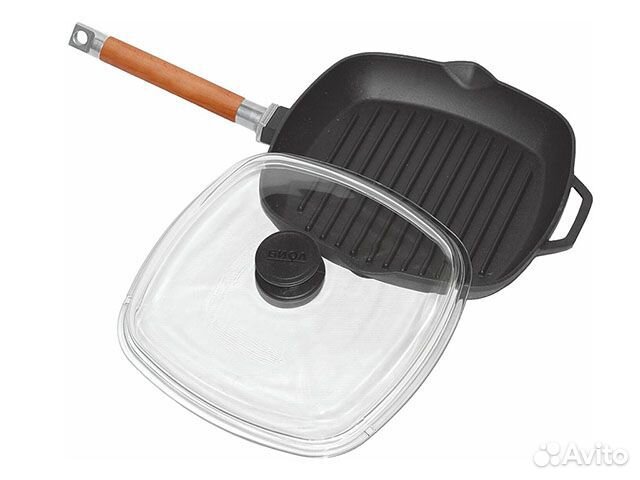 Сковорода-гриль чугунная со съемной ручкой с