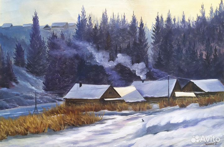 Картина маслом Зимний пейзаж