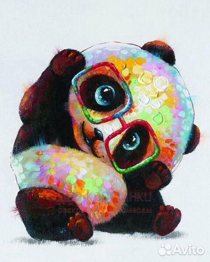 Алмазная мозаика 40x50 Разноцветный малыш панды