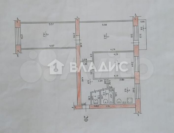 3-к. квартира, 59,7 м², 5/5 эт.