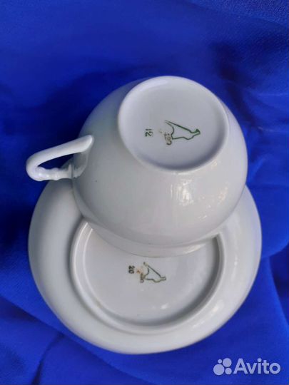 Чашка с блюдцем Дулево, чайная пара, позолота