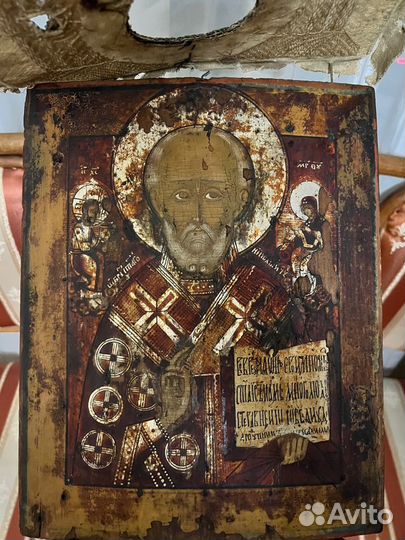 Икона Николай Чудотворец 18 век оригинал