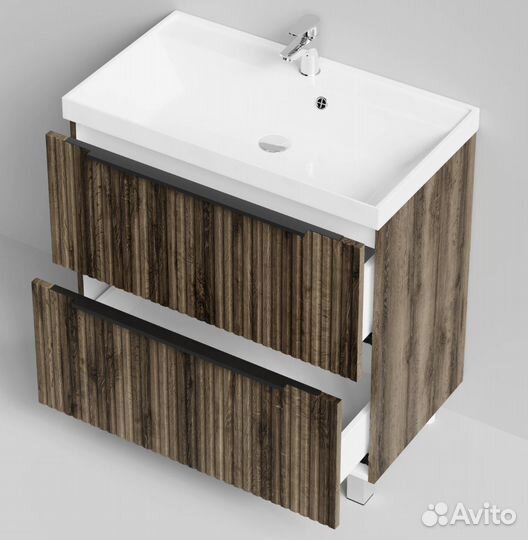 Тумба с раковиной Дольчи 80см напольный, Дуб Крымс