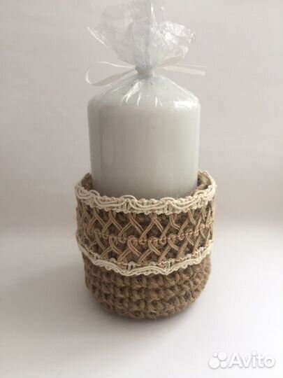 Подсвечники из джута, декор