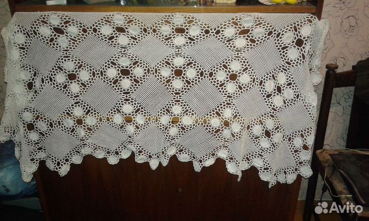Скатерть, вязаная крючком, ручная работа. 30-40гг