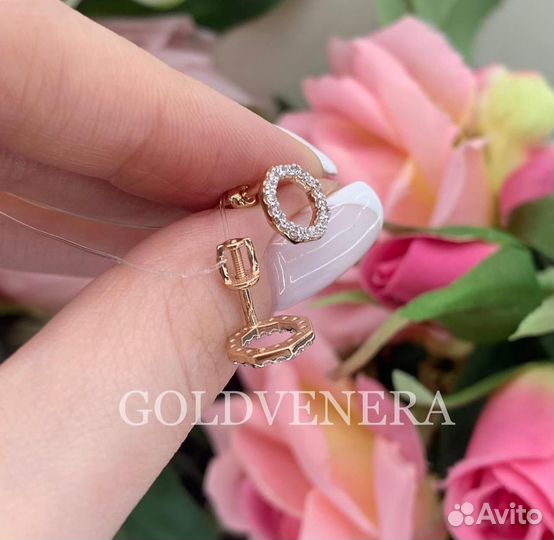 Золотые серьги пусеты 585 пробы винт