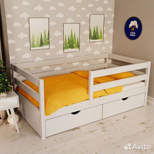 Кроватка детская высокий борт берёза софа