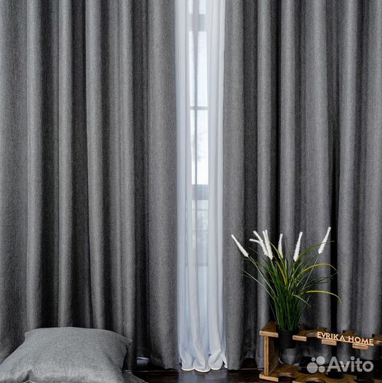 Шторы рогожка Орфей Темно-серый