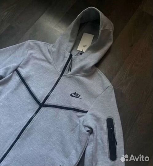 Серое худи nike tech fleece