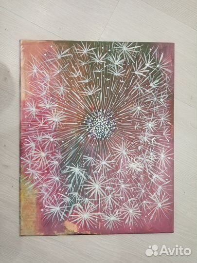 Картина, одуванчик. Ручная работа холст