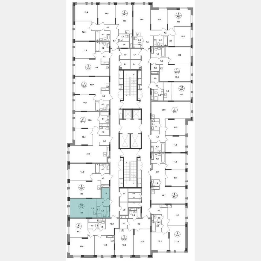 Квартира-студия, 27,6 м², 6/19 эт.