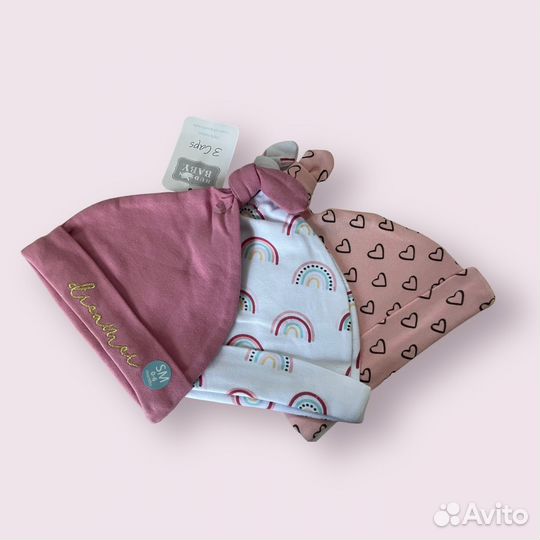 Шапочки для новорожденных новые